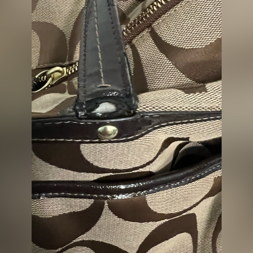 Coach Signature Brown/Tan Shoulder Multi-Purpose or Diaper Bag - Picture 9 of 16